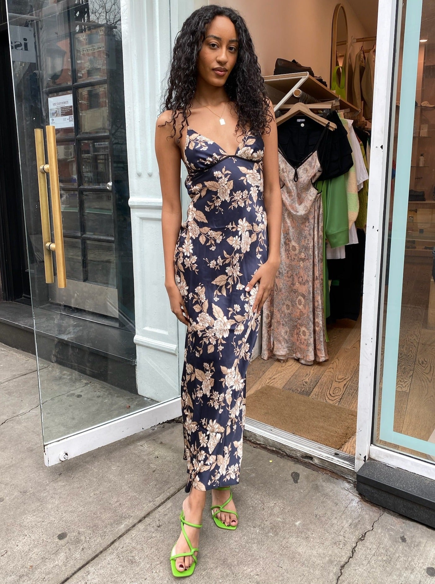 Opaline Floral Silk Strap Maxi in Opaline Floral