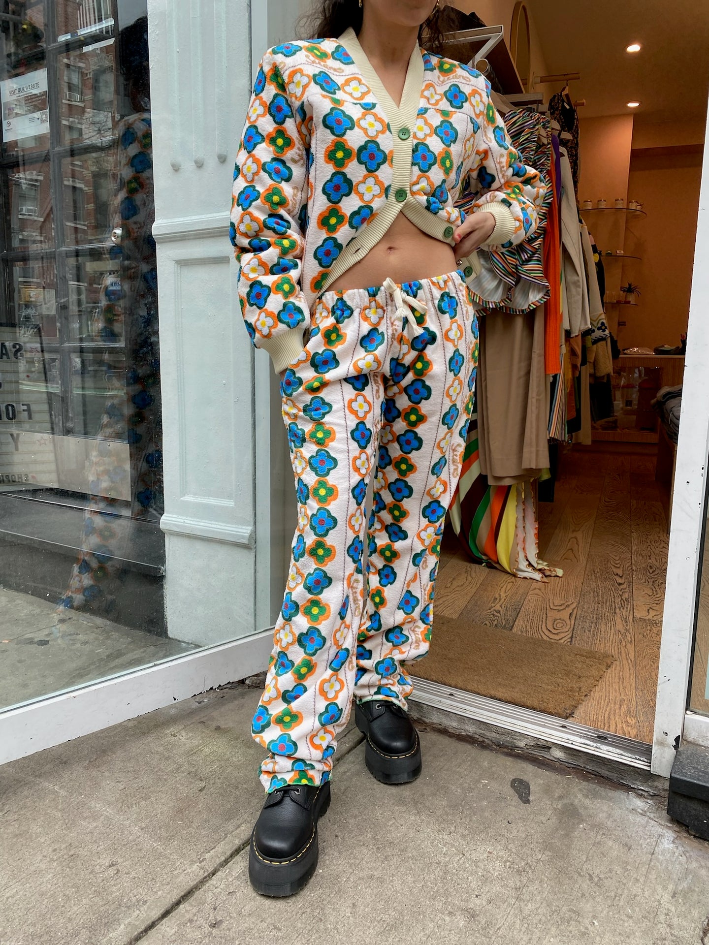 Perrie Flower Printed Terry Pants
