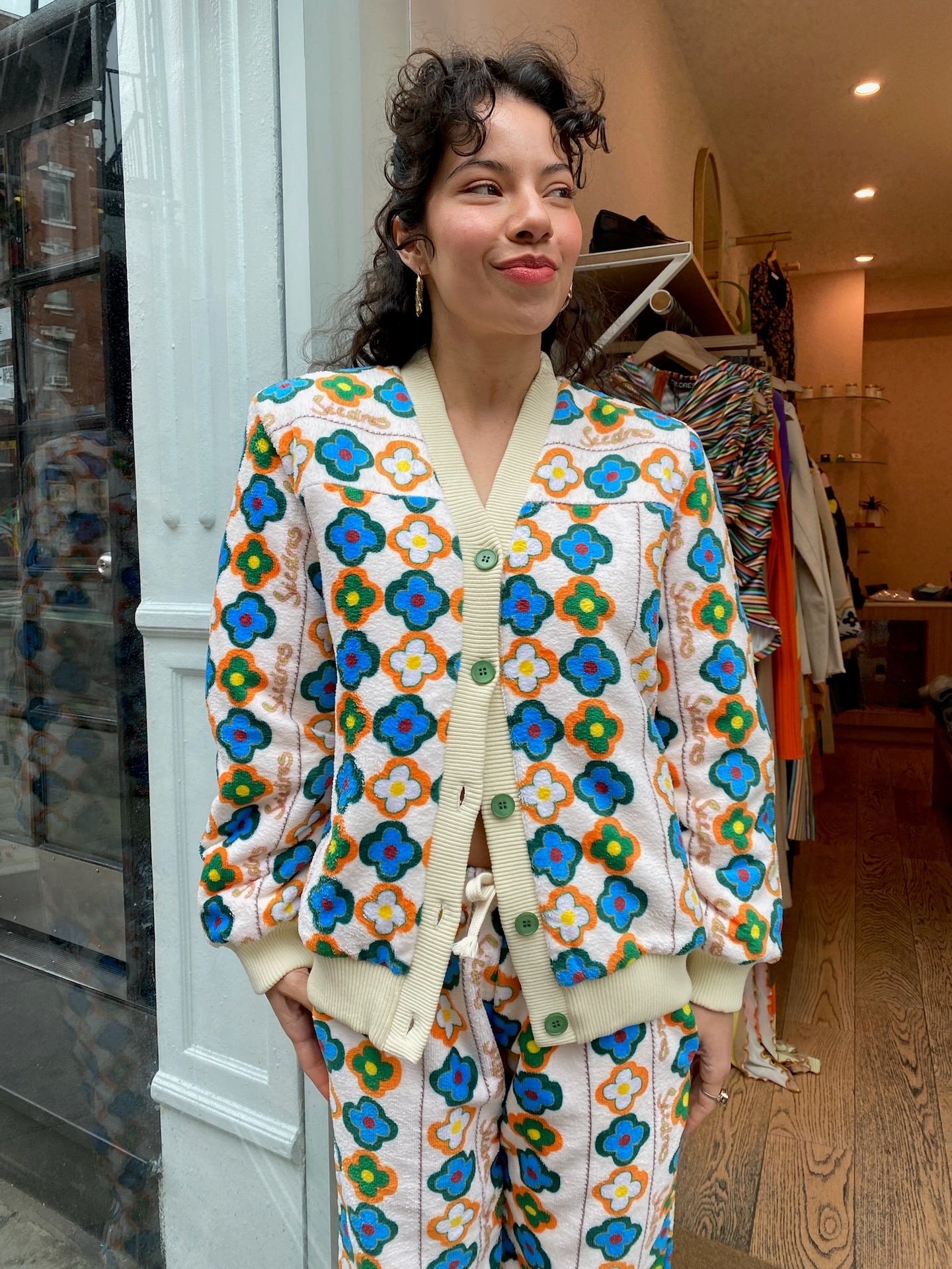 Ibby Flower Printed Terry Jacket