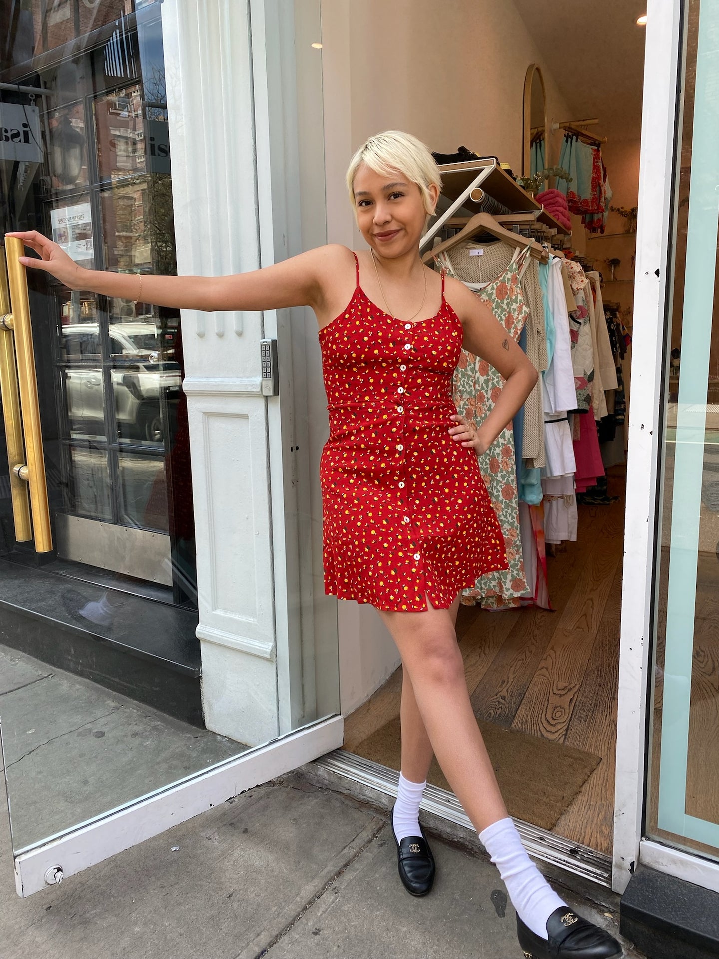 Alpine Floral Midsummer Dress in Red