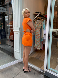 Monix Linen Dress in Orange