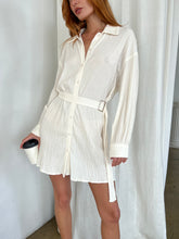 Load image into Gallery viewer, May Pleated Shirt Dress in Cream

