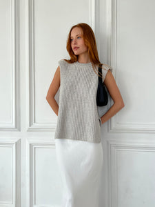 Bora Sleeveless Knit Top in Cool Grey