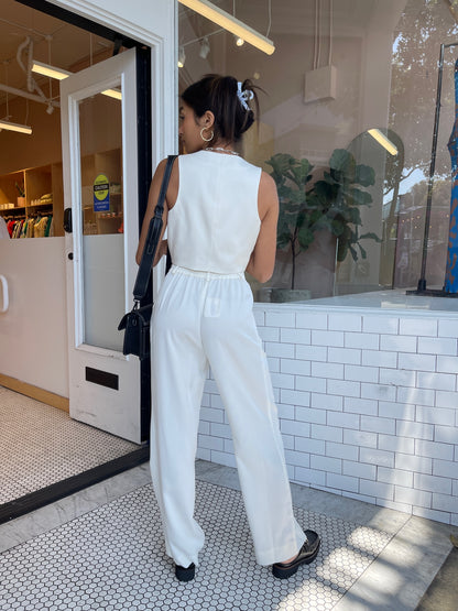 Pleated Pant in Creme