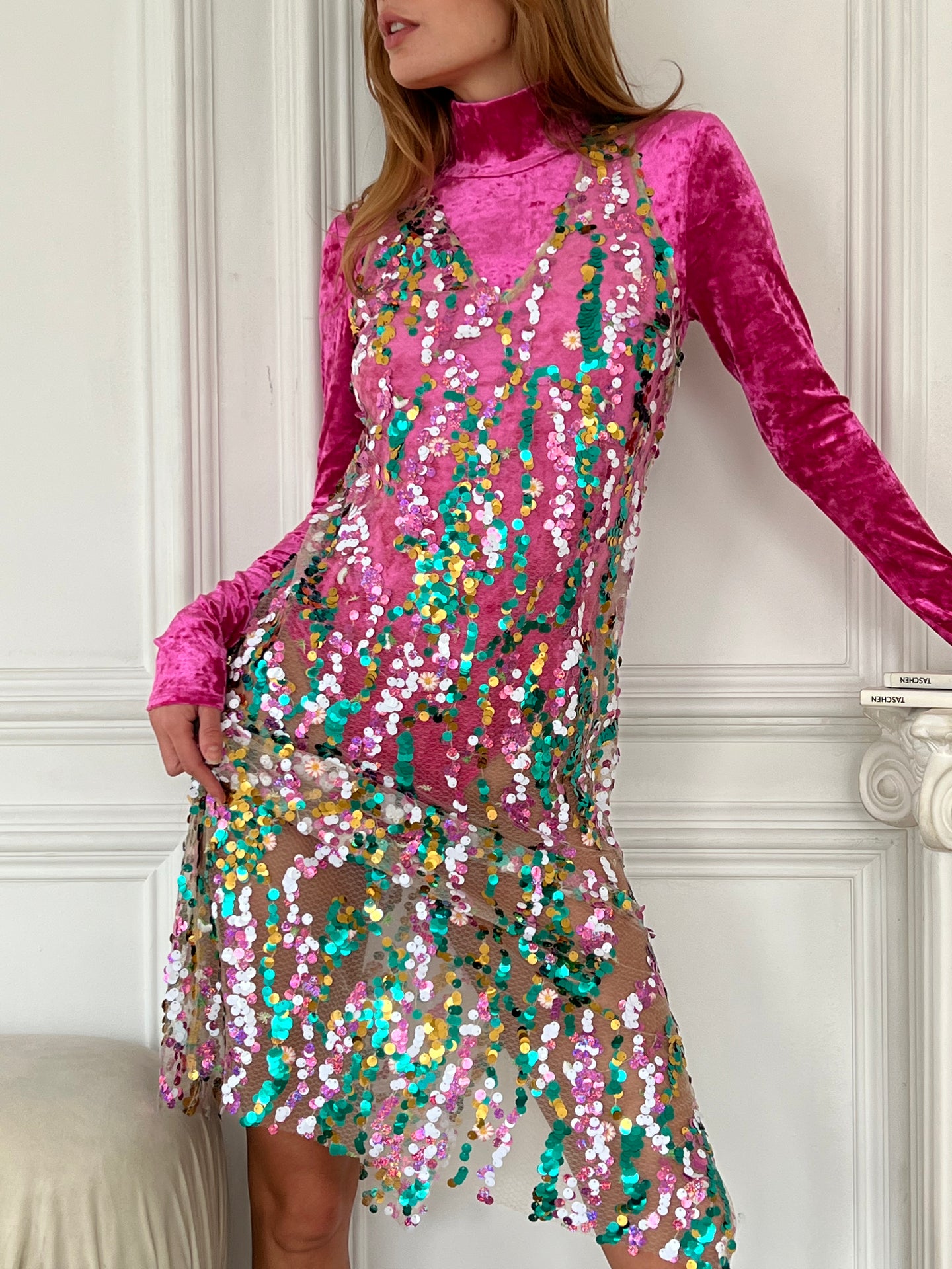 Rhode V-neck Sequined Dress