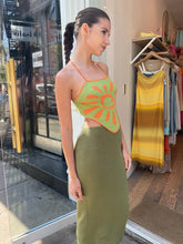 Load image into Gallery viewer, Sun Knit Midi Dress in Green/Lime
