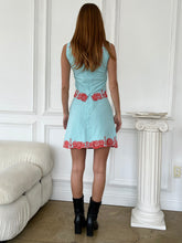 Load image into Gallery viewer, Margaret Linen Skirt in Turquoise &amp; Red
