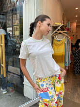 Load image into Gallery viewer, Basic Tee in White W/ Green Stitching
