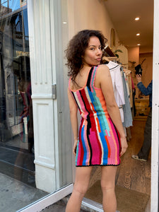 Dionisia Crochet Mini Dress in Multi