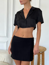Load image into Gallery viewer, Elizabeth Silky Cropped Shirt in Black
