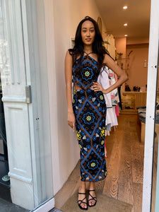 Mauve Dress in Blue Multi