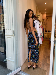 Mauve Dress in Blue Multi