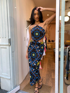 Mauve Dress in Blue Multi
