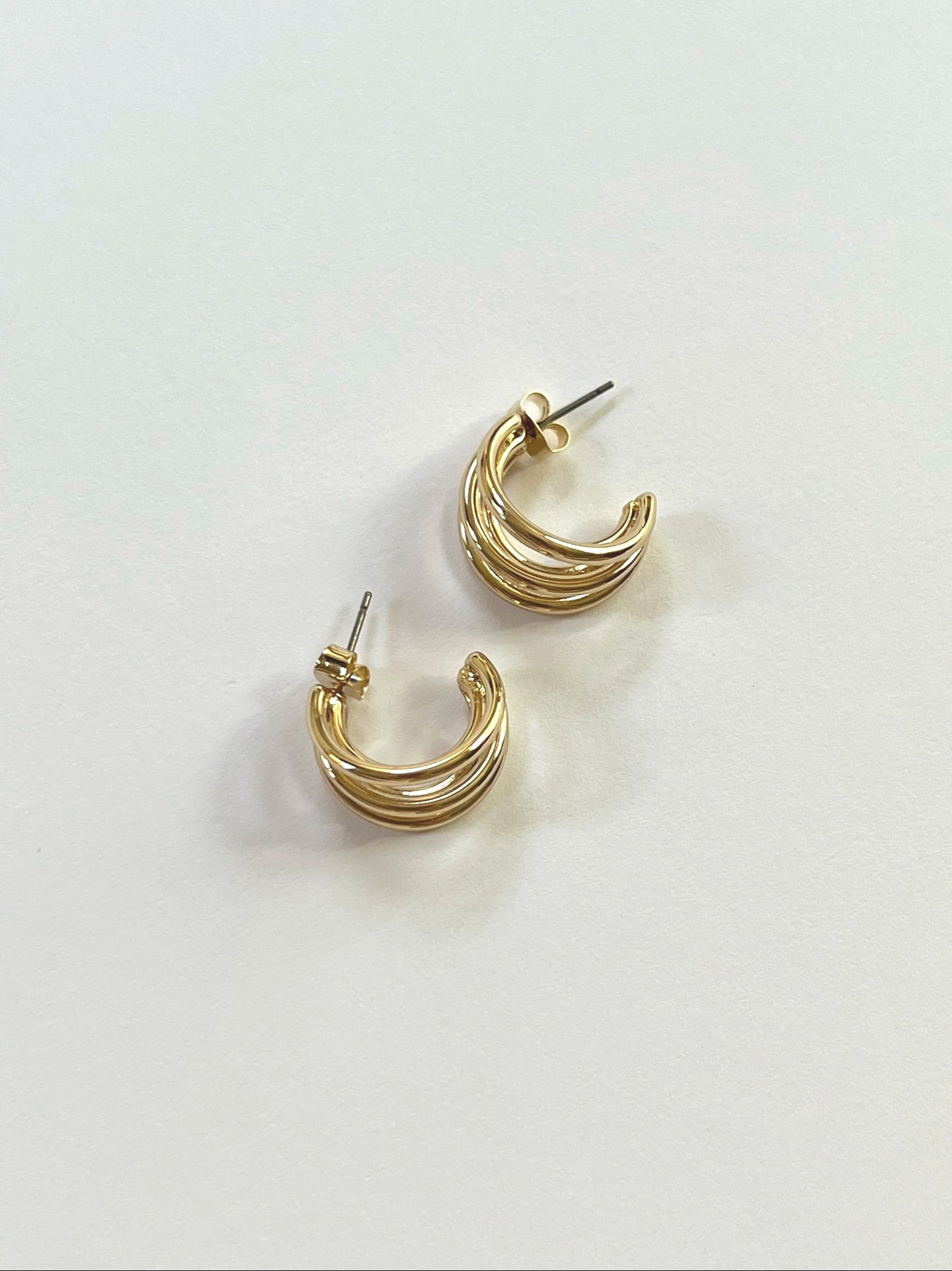 Triple Ringed Gold Hoop