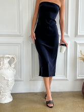 Load image into Gallery viewer, The Rey Bias Cut Midi Skirt in Navy
