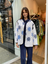 Load image into Gallery viewer, Blue Lone Star Vintage Quilted Jacket With Black Trim
