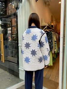 Blue Lone Star Vintage Quilted Jacket With Black Trim