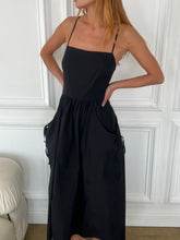 Load image into Gallery viewer, Raven Pocket Tie Back Dress in Black
