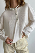 Load image into Gallery viewer, Rib henley long sleeve in Cream
