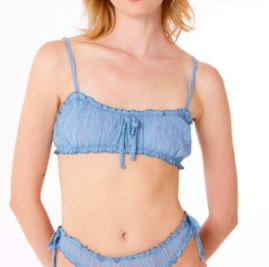 Mariposa Lace Bow Bralette in Delicate Blue