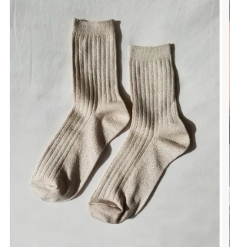 Her Socks in Ivory Gold