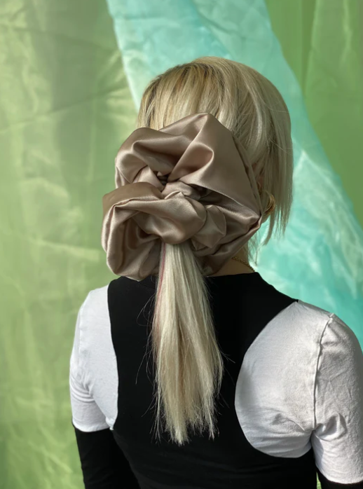 Giant Satin Scrunchie in Mushroom