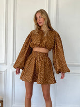 Load image into Gallery viewer, Asta Skirt in Chocolate and Cream Polka
