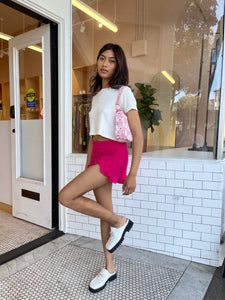 Peyton Ruffle Mini Skirt in Hot Pink