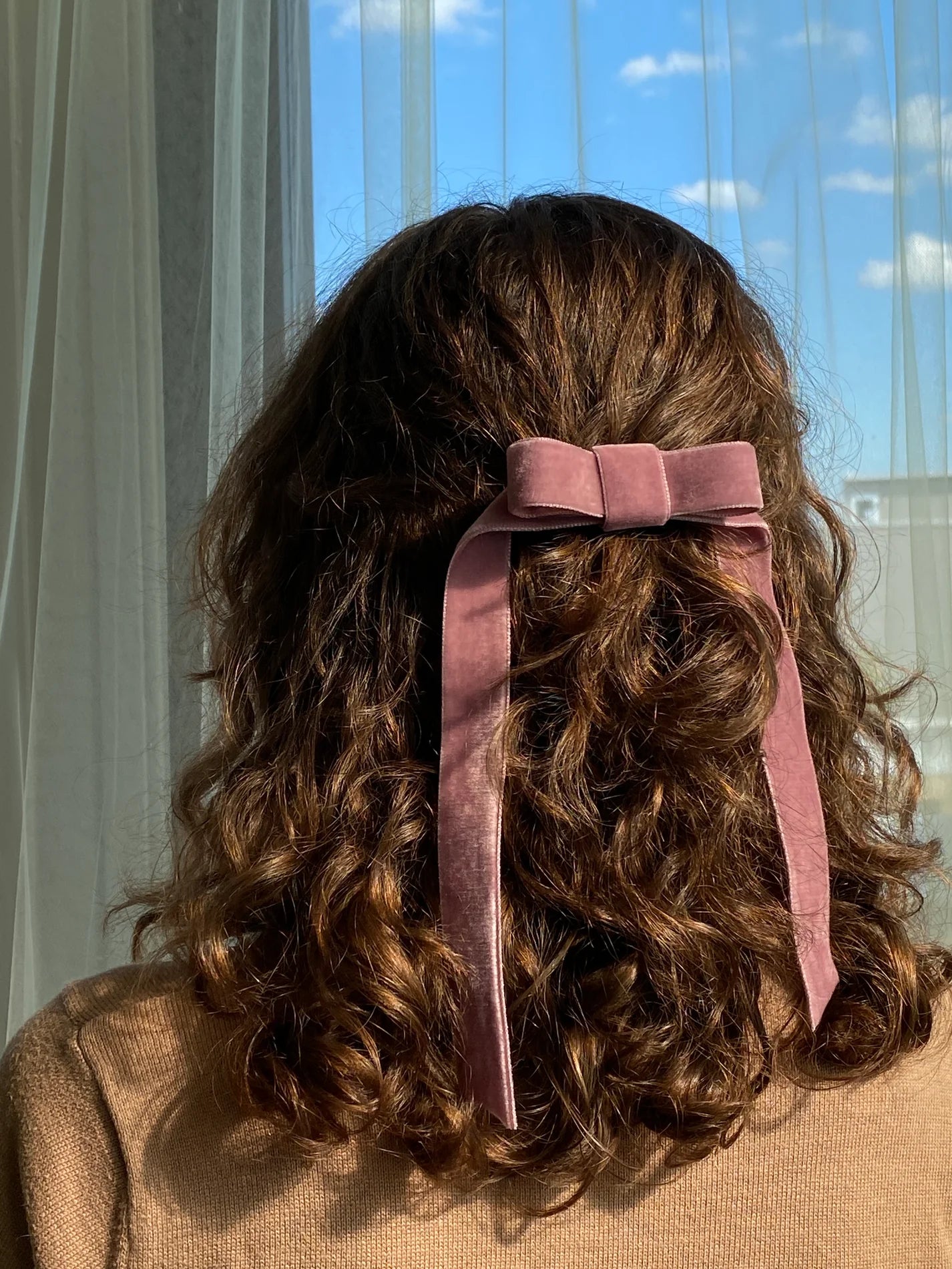 Velvet Ribbon French Clip in Mauve