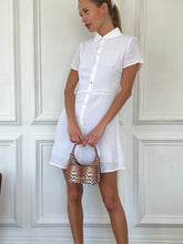 Load image into Gallery viewer, Theodora Button Down Mini Dress in Linen
