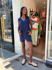 Sweater Henley Short in Navy