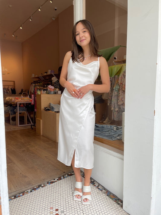 Sofia Silky Dress in Off White