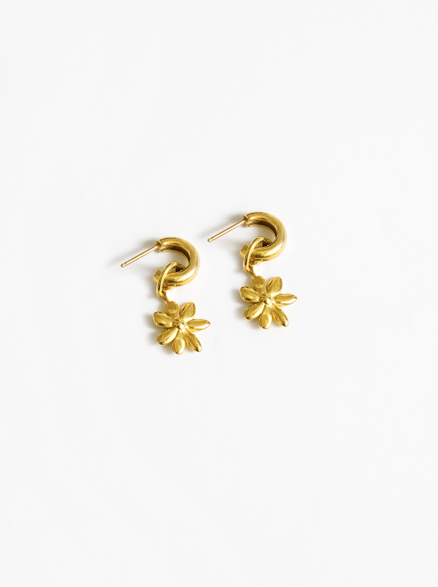 Flower Charm Earrings in Gold