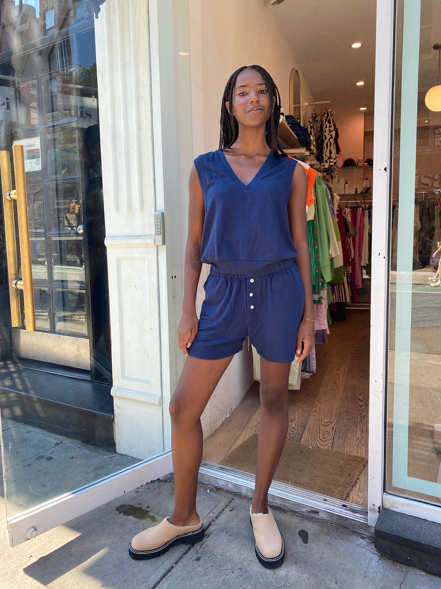 Sweater Henley Short in Navy