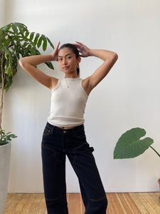 Senna Contrast Stitch Tank Top in Bone