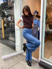 Elle Super Flare in Organic Mid Blue