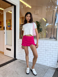 Peyton Ruffle Mini Skirt in Hot Pink