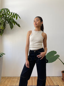 Senna Contrast Stitch Tank Top in Bone