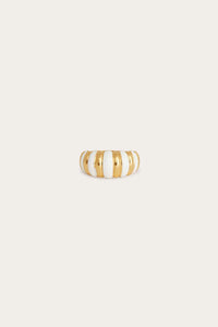 Chubby Dome Striped Ring in White - sz6
